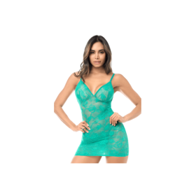 Babydoll dentelle turquoise et string 